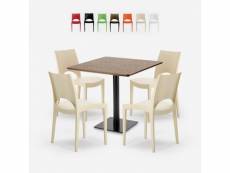 Ensemble table 90x90cm horeca et 4 chaises empilables bar restaurant prince