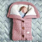 Gigoteuse bébé pour poussette hiver tricoté sac de couchage mignon velours chaud sac 7040cm pour bébé nouveau-né 0-18 mois, rose xl - Gabrielle
