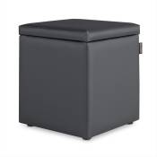 Happers - Pouf Cube Rangement Similicuir Gris 1 unité