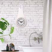 Horloge suspendue étanche pour cuisine et salle de bain (blanche)