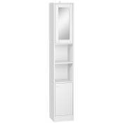 kleankin Meuble colonne de salle de bain armoire haute placard de rangement avec étagère réglable - 30 x 28 x 170 cm - blanc