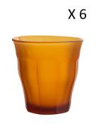 Lot de 6-Verre à eau 25cl en verre trempé résistant teinté ambre givré