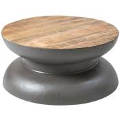 Made In Meubles - Table basse en bois de manguier et métal gris Yoyo - Gris