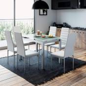 Mobilier Deco - litoral - Table extensible avec 6 chaises blanches - Blanc
