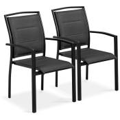 Oviala - Lot de 2 fauteuils en aluminium noirs - Noir
