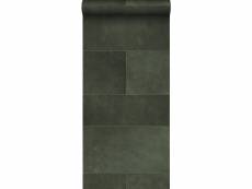 Papier peint intissé xxl motif de carrellages avec imitation cuir vert foncé - 357239 - 0,5 x 8,37 m 357239