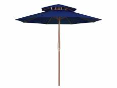 Parasol double avec mât en bois bleu 270 cm