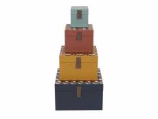 Paris prix - lot de 4 boîtes de rangement "vintage" 20cm multicolore