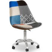 Patchwork Style - Chaise de Bureau Pivotante - Tissu Patchwork - Pixi Multicolore - Acier, pp, Tissu, Nylon - Multicolore