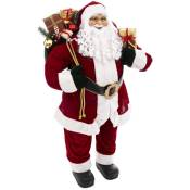 Père Noël traditionnel en velours rouge et fourrure blanche h 120 cm - Feeric Christmas - Rouge
