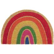 Relaxdays - Paillasson en fibres de coco, demi-lune, antidérapant, 40 x 60 cm, pour intérieur et extérieur, multicolore