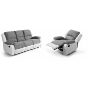 Relaxxo - Pack canapé relax manuel leo 3 pl + fauteuil