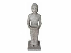 Stone-Lite 102 cm Figurine de Bouddha Debout avec Bol pour la Maison et Le Jardin – Gris