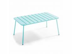 Table basse de jardin acier turquoise 90 x 50 cm -