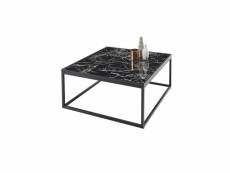 Table basse industrielle métal et verre noir claudia