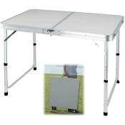 Table pliante portable en aluminium, 120 cm, pour les fêtes, le jardin, les barbecues, le camping, 3 hauteurs réglables, table pliante légère en