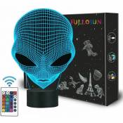 Tanètue - Veilleuse 3D Alien Illusion Lampe, Veilleuse Martienne et avec Télécommande 16 Couleurs Vestiaire Décor à La Maison Noël Cool Cadeaux