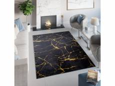 Tapiso tapis salon chambre poils courts toscana noir doré imprimé design marbre 80x200 cm 2113 PRINT 0,80*2,00 TOSCANA