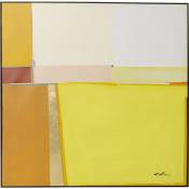 Toile abstraite jaune en polyester 113x113