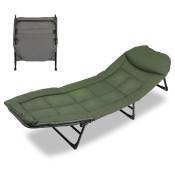 Tolletour - Chaise longue carpe Lit de camping Fishing Chaise longue de pêche Bedchair 200x64x32cm - vert