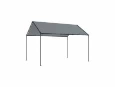 Tonnelle de jardin - en acier avec toit en toile gris - l296 x p400 x h201/286 cm TONKHAIMA3X4