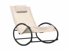 Vidaxl chaise longue avec oreiller acier et textilène crème
