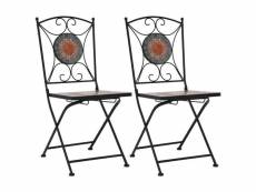 Vidaxl chaises de bistrot mosaïque 2 pcs orange et gris 46718