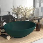 Vidaxl - Lavabo ovale de luxe Vert foncé mat 40x33 cm Céramique