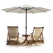 Vingo - Parasol - parasol jardin, parasol deporté, parasol de balcon - 350 cm Beige, Parasol de plage - beige