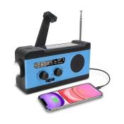 Xinuy - Radio à manivelle portable Radio à manivelle solaire portable Radio à manivelle d'urgence (bleu)