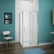 90x90x187cm cabine de douche porte de douche anticalcaire paroi de douche cabine de douche à charniére avec barre de fixation