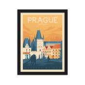 Affiche Prague + Cadre Bois noir 30x40 cm