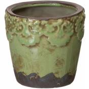 Cache-pot vert en céramique vieillie