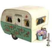 Caravane vintage décorative en métal - Crème