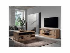 Cedra - ensemble salon industriel meuble tv + table basse