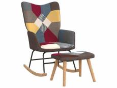 Chaise à bascule avec tabouret patchwork tissu