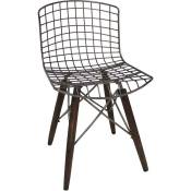 Chaise en métal et bois assise grillagée