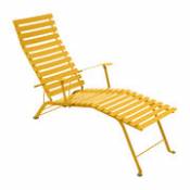 Chaise longue pliable inclinable Bistro métal jaune miel / Accoudoirs - Fermob jaune en métal
