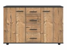 Commode meuble de rangement coloris effet bois - longueur 130 x hauteur 83 x profondeur 41 cm