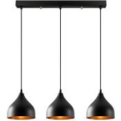 Cotecosy - Suspension 3 ampoules alignées Gakula Métal martelé Noir - Noir
