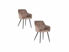 Duo de chaises avec accoudoirs velours-métal taupe - bratsu - l 54 x l 60 x h 83 cm - neuf