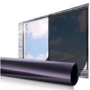 Essort Film de fenêtre 2M Miroir unidirectionnel Autocollant de fenêtre de confidentialité Noir 90 x 200 cm Hasaki