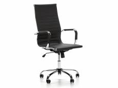 Fauteuil de bureau Londres inclinable noir, cuir synthétique, chaise executive avec appuie-tête et coussin rembourré, hauteur réglable, design ergonom