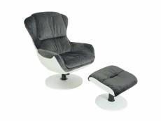 Fauteuil relax hwc-e52, fauteuil de télévision, siège rotatif, tabouret, velours/similicuir ~ gris foncé