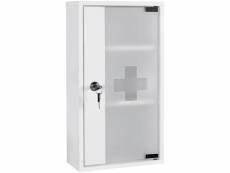 Finebuy armoire de pharmacie à clé murale blanche 26x48x12 cm | étagère médicaments panneau de particules et verre | rangement de bain