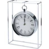 Home Styling - Horloge de table sur support en métal, 25 cm, argent