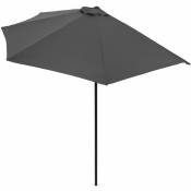 Kingsleeve - Demi-parasol ø 270 cm Parasol de balcon avec manivelle Pare-soleil Protection solaire uv 50+ terrasse jardin Anthracite - Anthracite