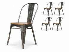 Kosmi - lot de 4 chaises en métal brut aspect galvanisé
