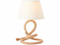 Lampe à poser sailor en corde naturelle avec abat-jour en tissu blanc