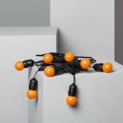 Ledkia - Kit Guirlande Waterproof 5.5m Noire + 8 Ampoules led E27 G45 3W de Couleurs Orange Multicolor